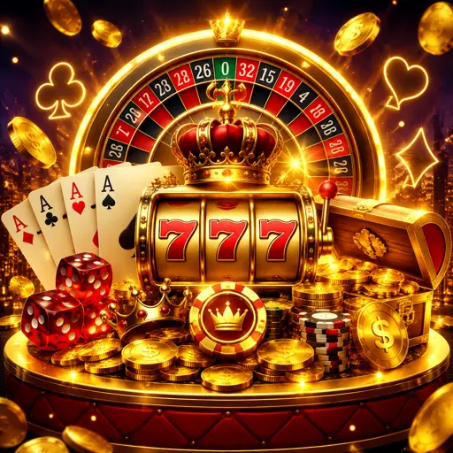 Ambiente de cassino online com mesa e cartas em tons escuros e dourados